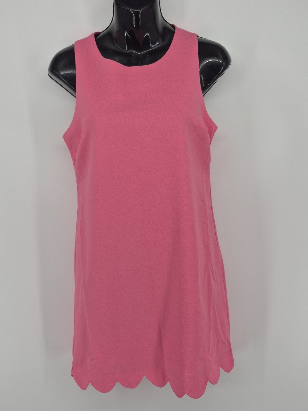 Monteau Pink Sleeveless Mini Shift Dress Women's Size  XS Scalloped Bottom Lined